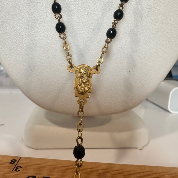 Gold Crucifix Rosary Necklace plated - Picture 5 of 5